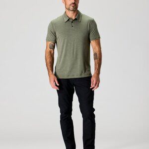 PROOF S Green 72 Hour Merino Wool Polo Shirt Snap Down Short Sleeve